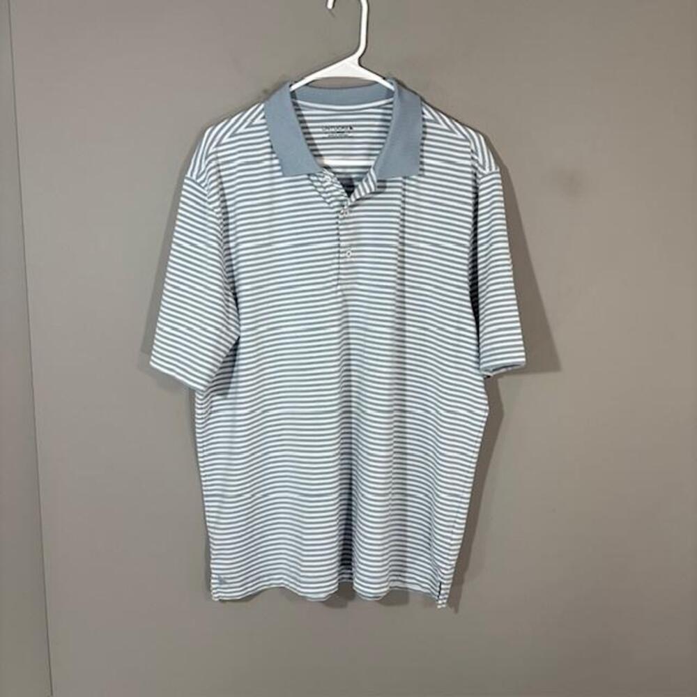 UNTUCKit Cronos Feeder Stripe Polo Shirt Mens XL Gray Performance Stretch Top